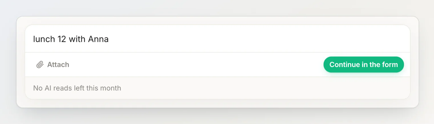 With no AI reads left this month, the sentence field offers to add it in the form