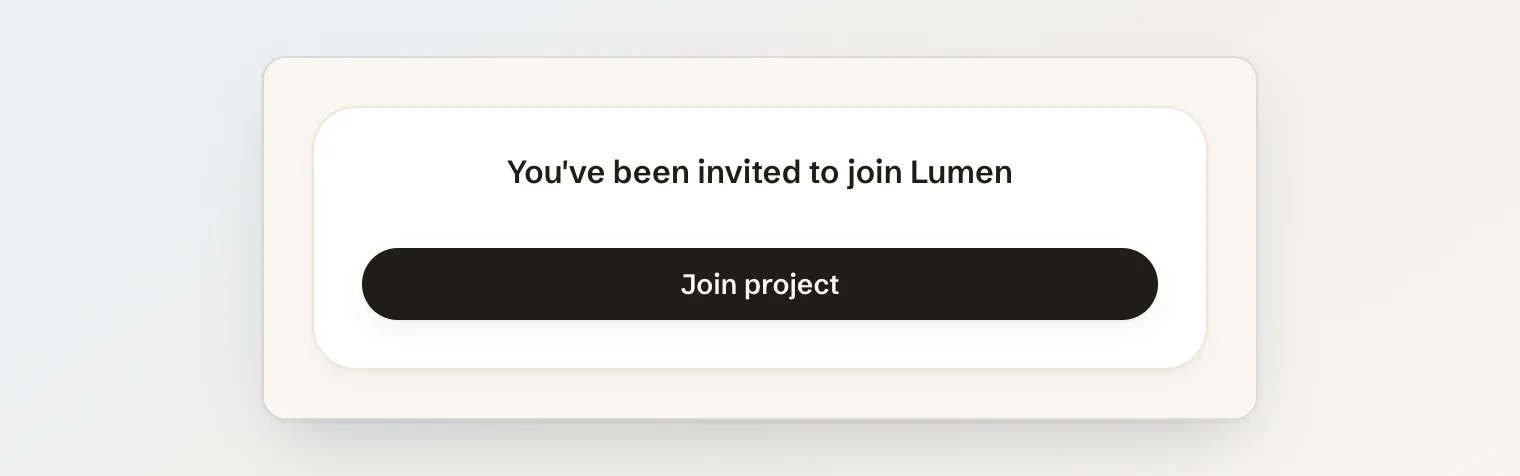 The join page: You've been invited to join Lumen, with a Join project button